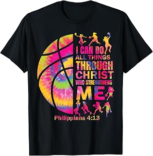 Girls Christian Basketball Women Teen Kid Christ Bible Verse T-Shirt