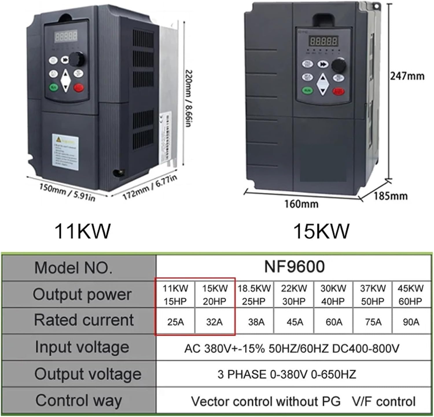 Inverter DC to AC Three-Phase Converter DC400V-800V 380v 18.5kw with Control Pump(30kw40HP)