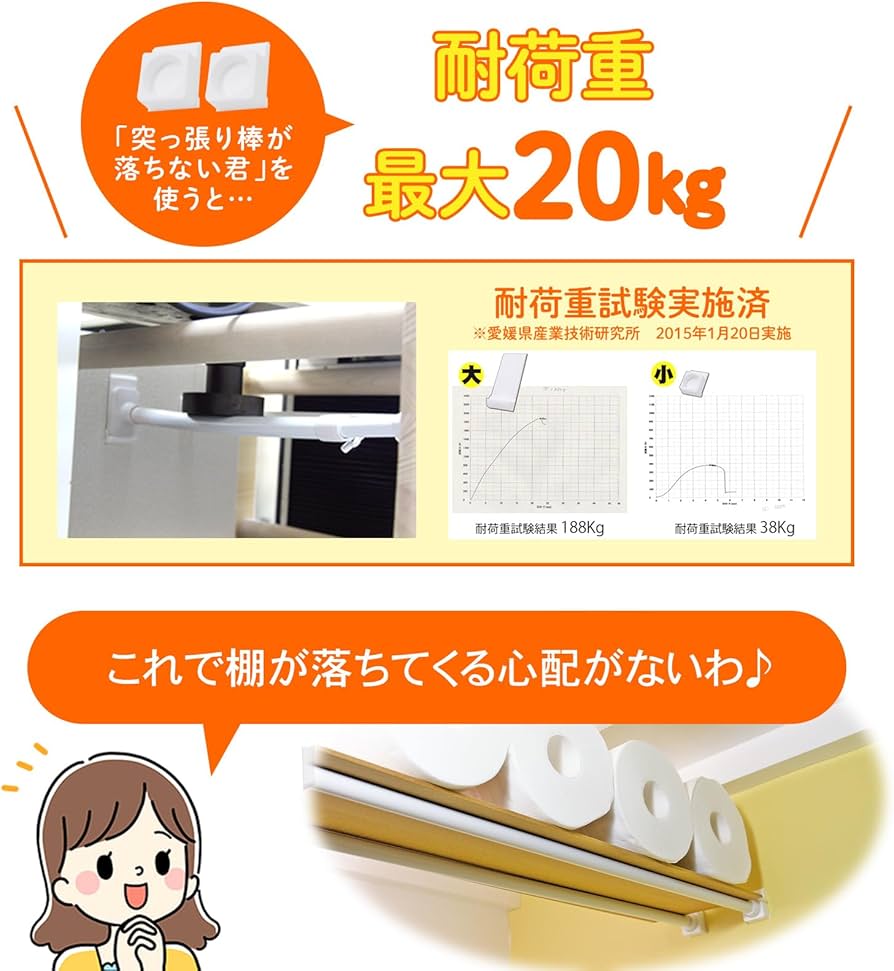 Amazon｜突っ張り棒が落ちない君 小 4個入り 強力 補強 室内干し 壁 棚