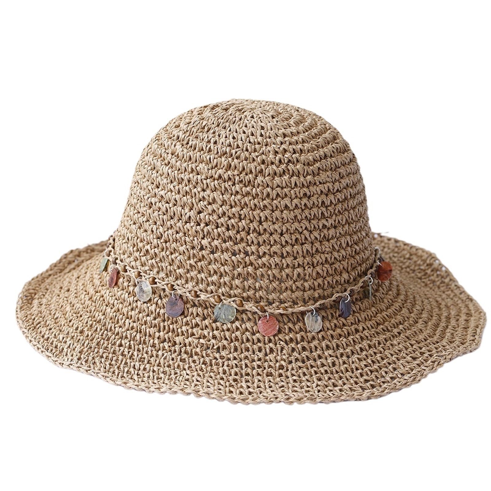 1/2 pieza Sombrero de pescador sol plegable crochet for playa, viajes y vacaciones paja hecho a mano para Campo