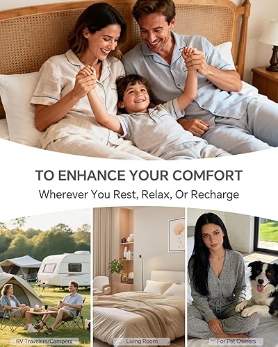 Vista 8 de Cubrecolchón de 3 pulgadas, tamaño Queen, con funda de rayón de bambú, protector de colchón lateral de malla transpirable, bolsillo profundo de 21