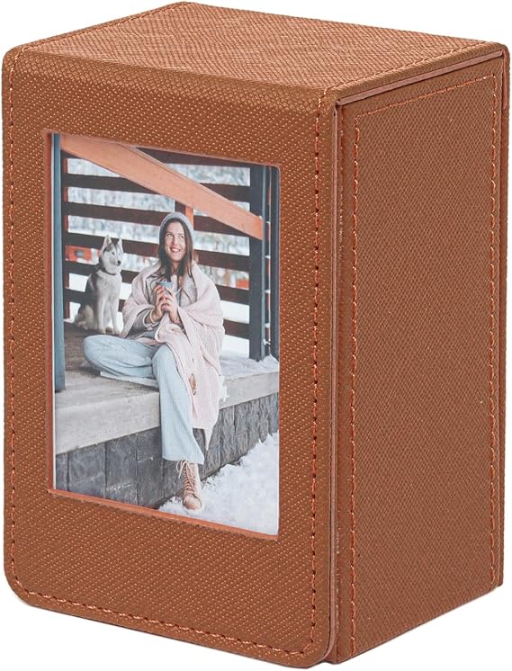 2 x 3 Mini Photo Storage Box for Polaroid Fujifilm Instax Mini 13 12 11 9 8 EVO Instant Film, Picture Frame and Containers, PU Leather. (Brown)