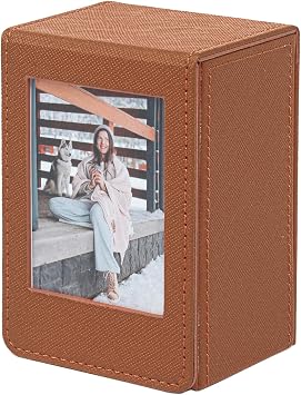 2 x 3 Mini Photo Storage Box for Polaroid Fujifilm Instax Mini 13 12 11 9 8 EVO Instant Film, Picture Frame and Containers, PU Leather. (Brown)