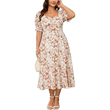 Women Plus Size Floral Summer Dress for Wedding Guest Vacation