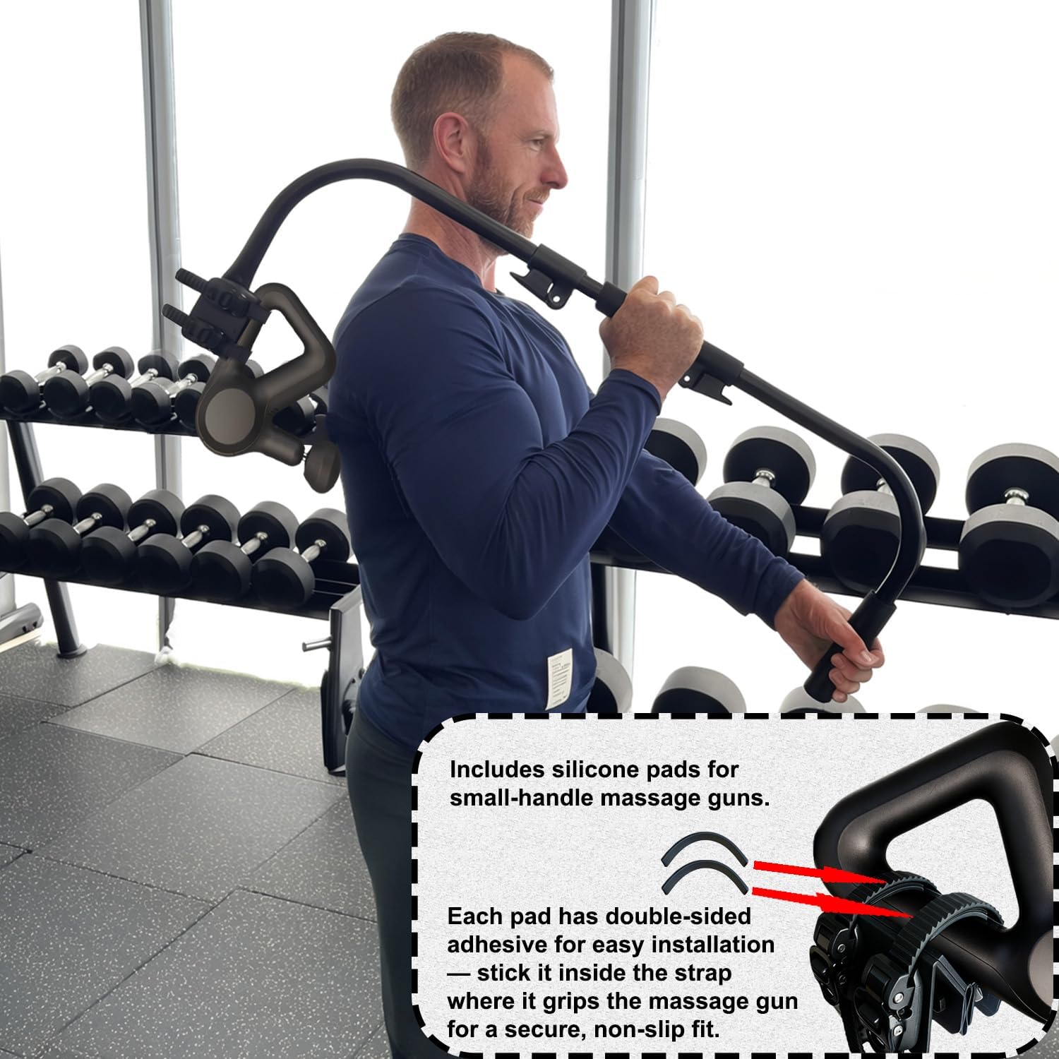 Adjustable Massage Gun Holder with 32"-37" Length Range for Back, Neck, and Shoulders – Compatible with Most Massage Guns, Ergonomic Design for Hard-to-Reach Areas, Ideal Gift for Women and Men - Image 4