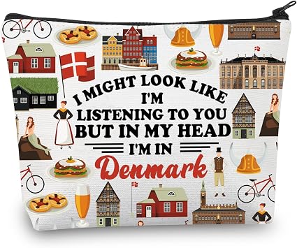 BDPWSS Denmark Travel Makeup Bag Denmark Vacation Gift Europe Denmark Landmarks Gift Denmark Souvenir Gift Danish Themed Gift Might Denmark