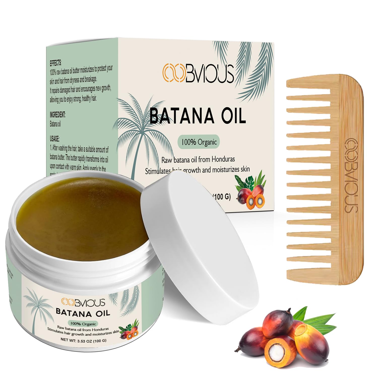 Batana Oil - Natural Hair Mask & Moisturizer for Deep Hydration, Hair Growth & Improved Texture - Non-Greasy with Elegant Coffee Scent (3.53 Oz)