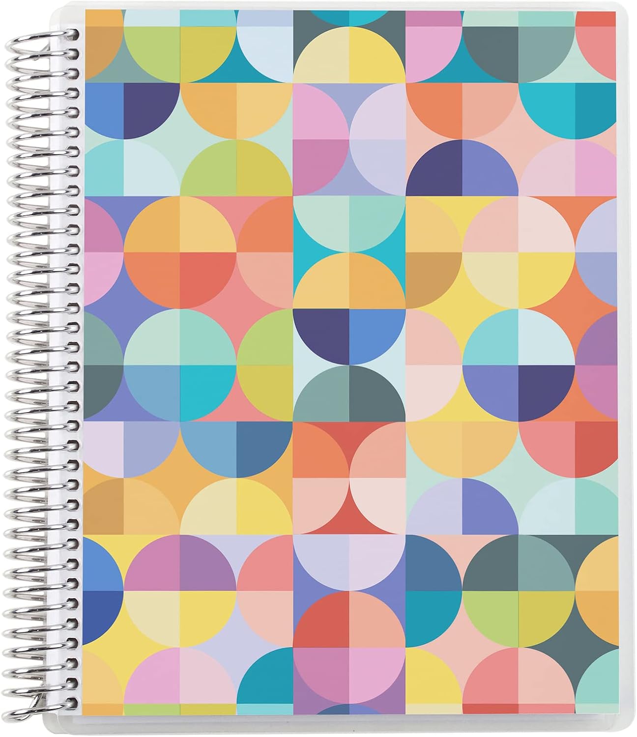Erin Condren 8.5" X 11" Spiral Bound Productivity Notebook - Abstract Circles, 160 Lined Page Note Taking & Writing Notebook, 80 Lb, Thick Paper, Stickers Included