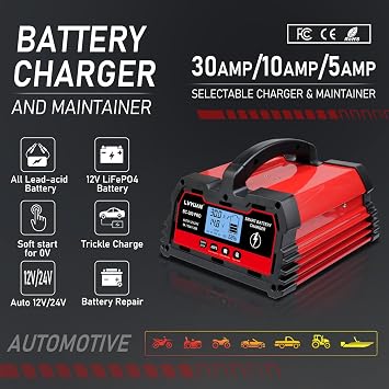 LVYUAN 30A Smart Car Battery Charge,12V and 24V Automotive Charger