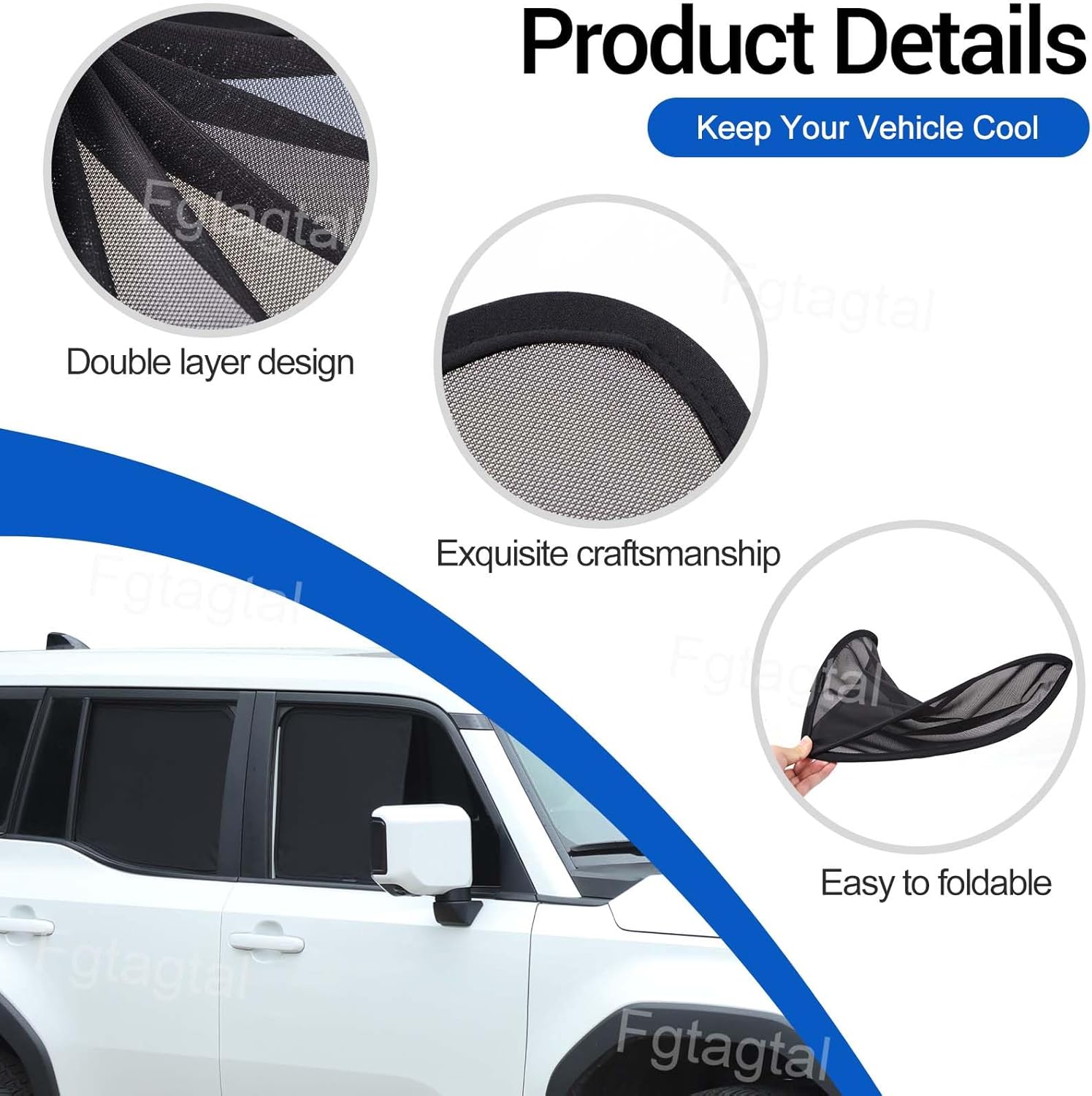 Car Window Shades Fit for Toyota Land Cruiser 250 Prado J250 LC250 2024 2025, Front Rear Side Window Screens Mesh Window Sun Shade Glare Shield and UV Rays Protection and Keeps Vehicle Cool, 10PCS