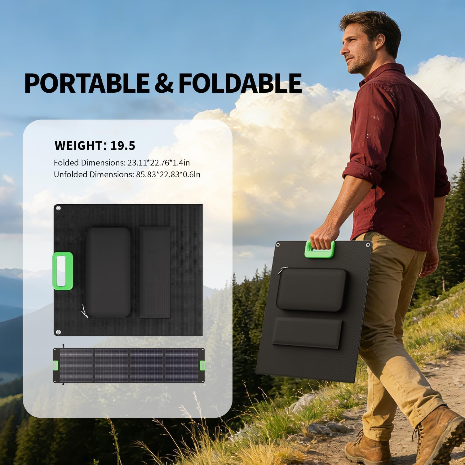 GRECELL 1200W Portable Power Statio with 200W Portable Solar Panel 23.5% High Efficiency Solar Panel, 672Wh LiFePO4 Battery Solar Generator with 9 Output Ports for Outdoor Camping, RV, Travel