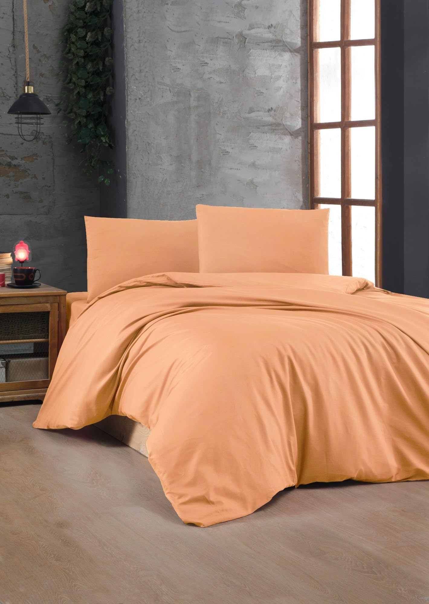 Nuit Des Rêves Premium Ranforce Single Quilt Cover Set, 100% Cotton, Pale Orange, 135 x 200 cm Quilt & 80 x 80 cm Pillowcase, Soft, Breathable, Perfect for Cosy Bedrooms