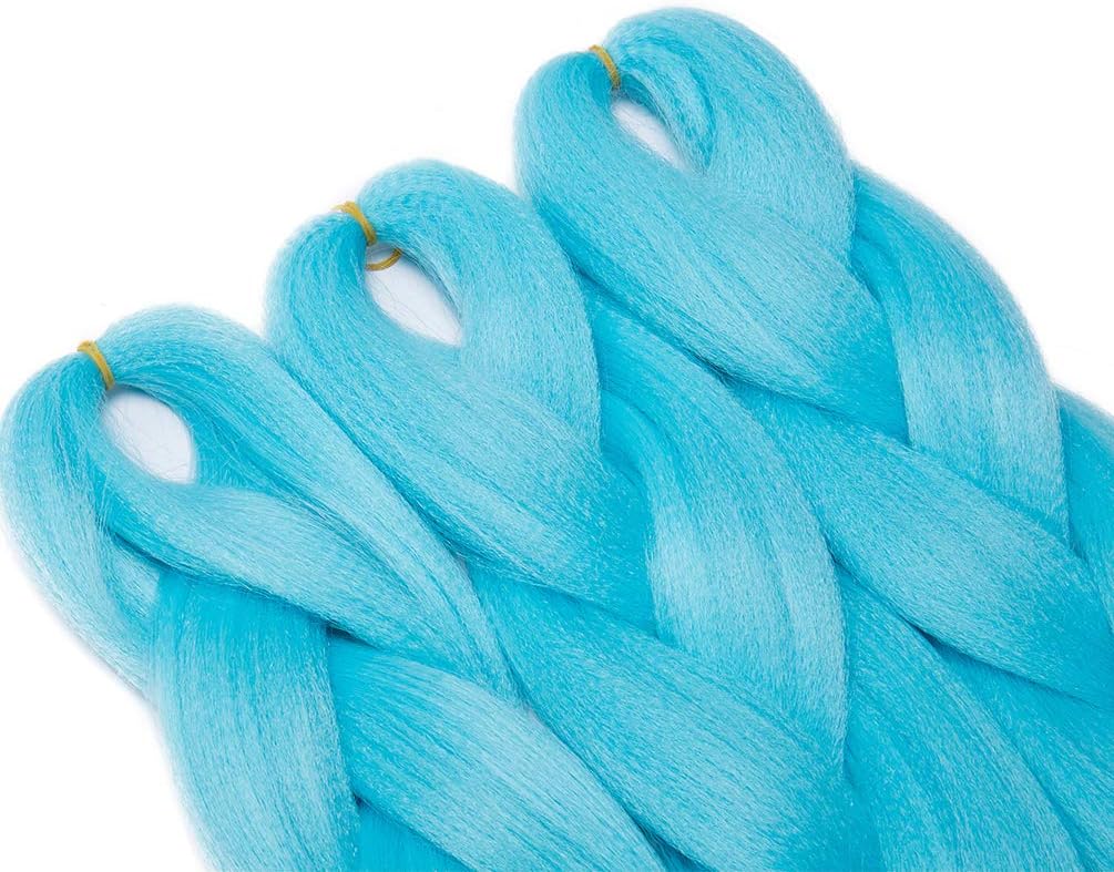Jumbo Braiding Hair Extensions Colorful Synthetic Hair for DIY Crochet Box Braids Ombre 1Pc 24inch Sky Blue - Image 5