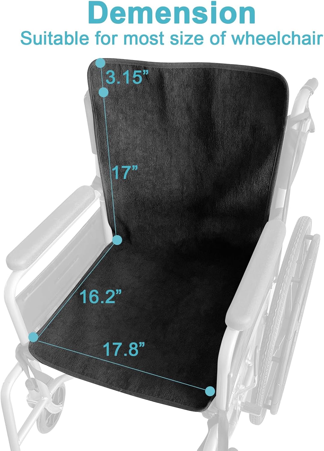 Waterproof Wheelchair Seat Cover Pads,6 Straps Reusable Seat Pads Cover with Anti-Slip Protector Washable for Elderly,Incontinence Patients,Nursery