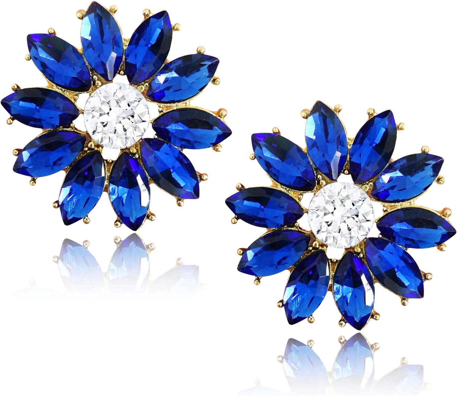 Unique Large Sparkly Crystal Rhinestone Snowflake Studs Daisy Floral Cluster Stud Earrings Charm Simulated Flower Cluster Alloy Stud Earrings Bride Clothing Jewelry Bride Birthday Holiday Gift for Women