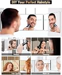 3 Way Mirror for Self Hair Cutting, 360 Trifold Self Haircut Mirror 3 Sided Makeup Mirror to See Back of Head with Height Adjustable Hooks, for Hair Cutting, Makeup, Shaving, Braiding, Styling