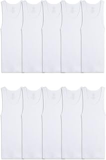 Fruit of the Loom Boys' Eversoft Cotton Tank Undershirts 10-Pack - Tag-Free, Breathable, Stays Tucked for Active Kids