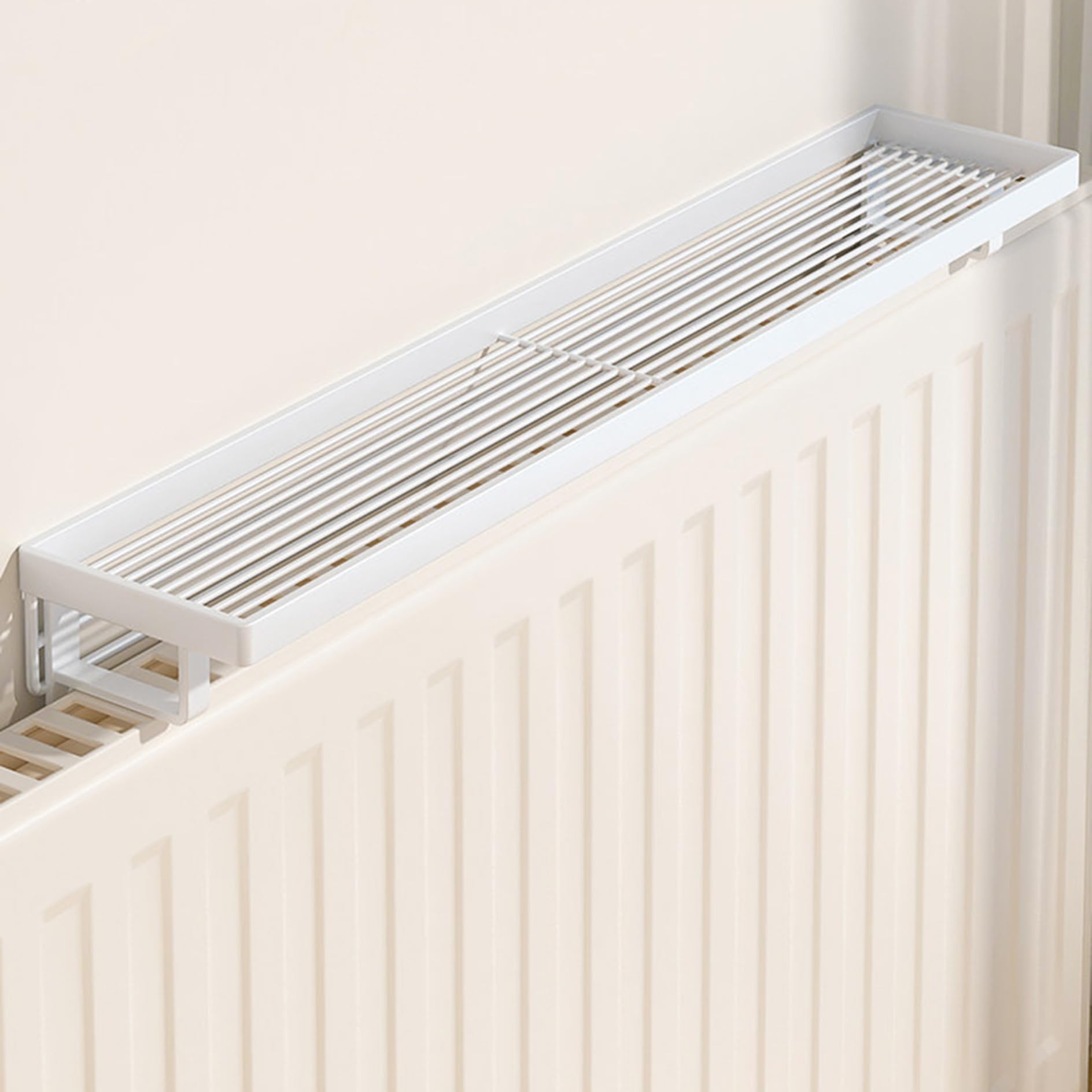 Mensola nera per termosifone, resistente al calore, in ferro, antipolvere, per casa, camera da letto e appartamento, non richiede fori, lunghezza 40 cm