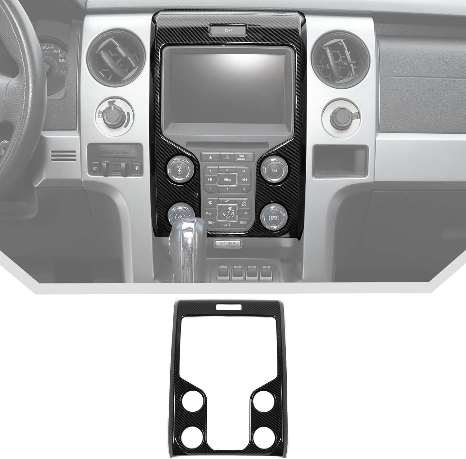 JeCar for F150 Carbon Fiber Interior Center Console Dash Panel Cover Trim Fit for Ford F150 Raptor 2013-2014 Interior Accessories