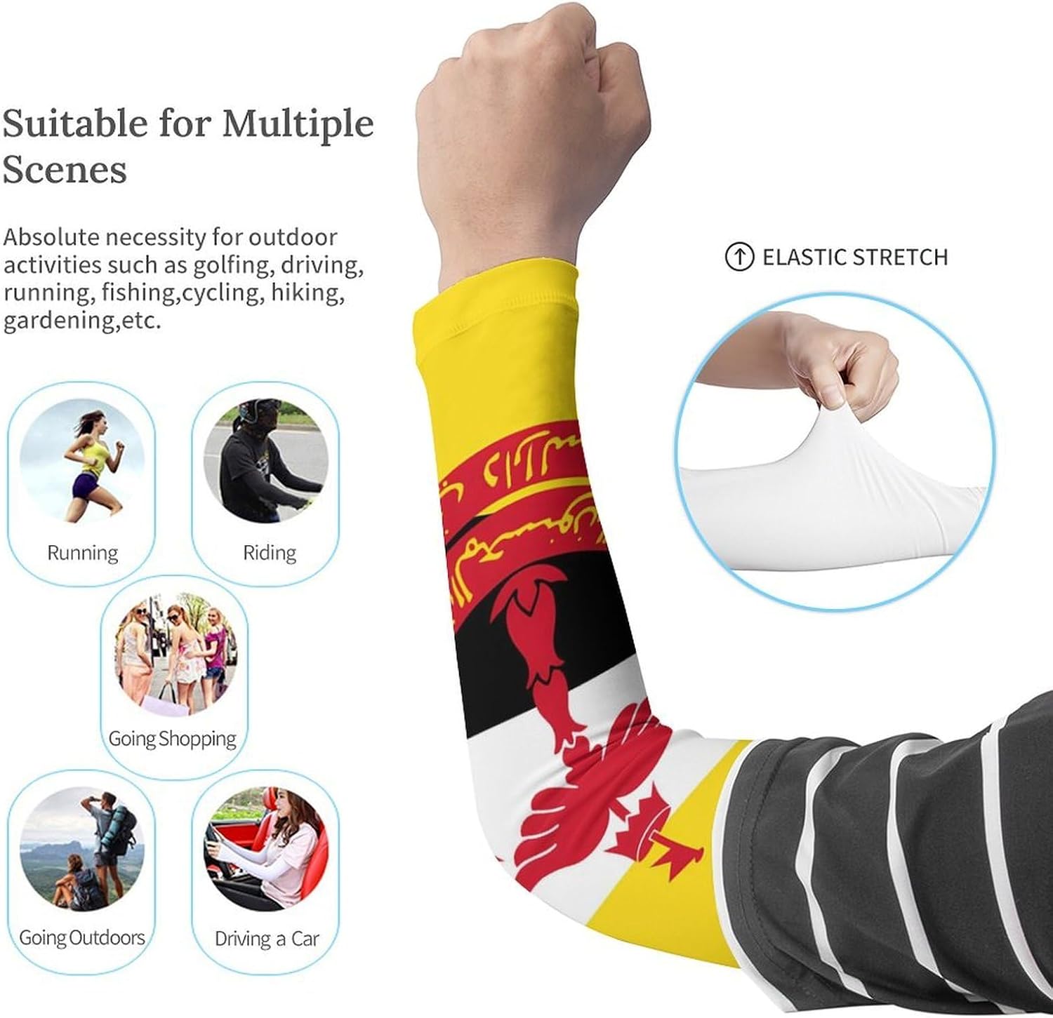 Flag of Brunei Arm Sleeves Cooling Sun Protection Sports Compression for Golf Basketball