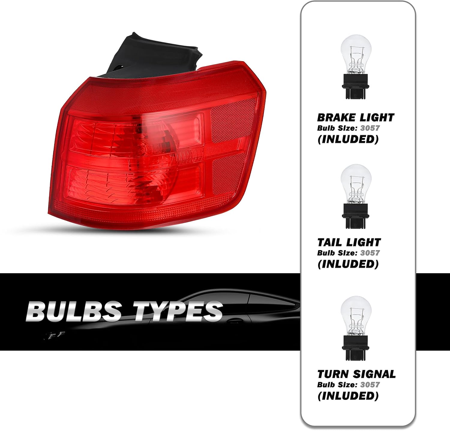 SOCKIR Fit for 2010-2017 GMC TERRAIN Halogen Tail Light Assembly Replacement Outer Rear Taillight OE Direct Brake Tail Lamp Pair Set LH+RH