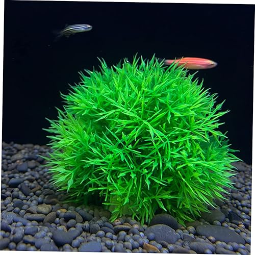 Miniatura 8 de Peces de plantas acuáticas s 6 piezas de bola de hierba artificial verde plástico acuario decorar decoración del hogar planta sintética acuario bola