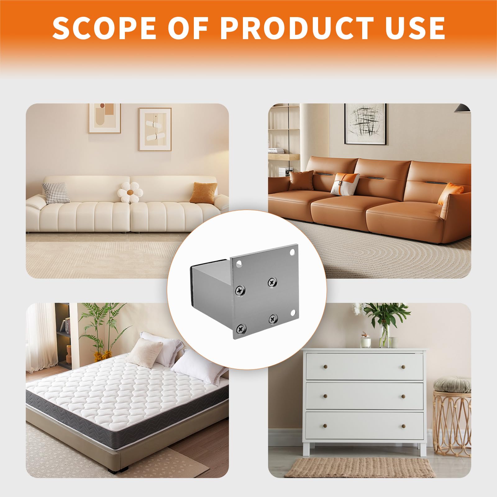 Snapklik.com : Saim 4Pcs 3inch Metal Furniture Legs, Square Metal ...