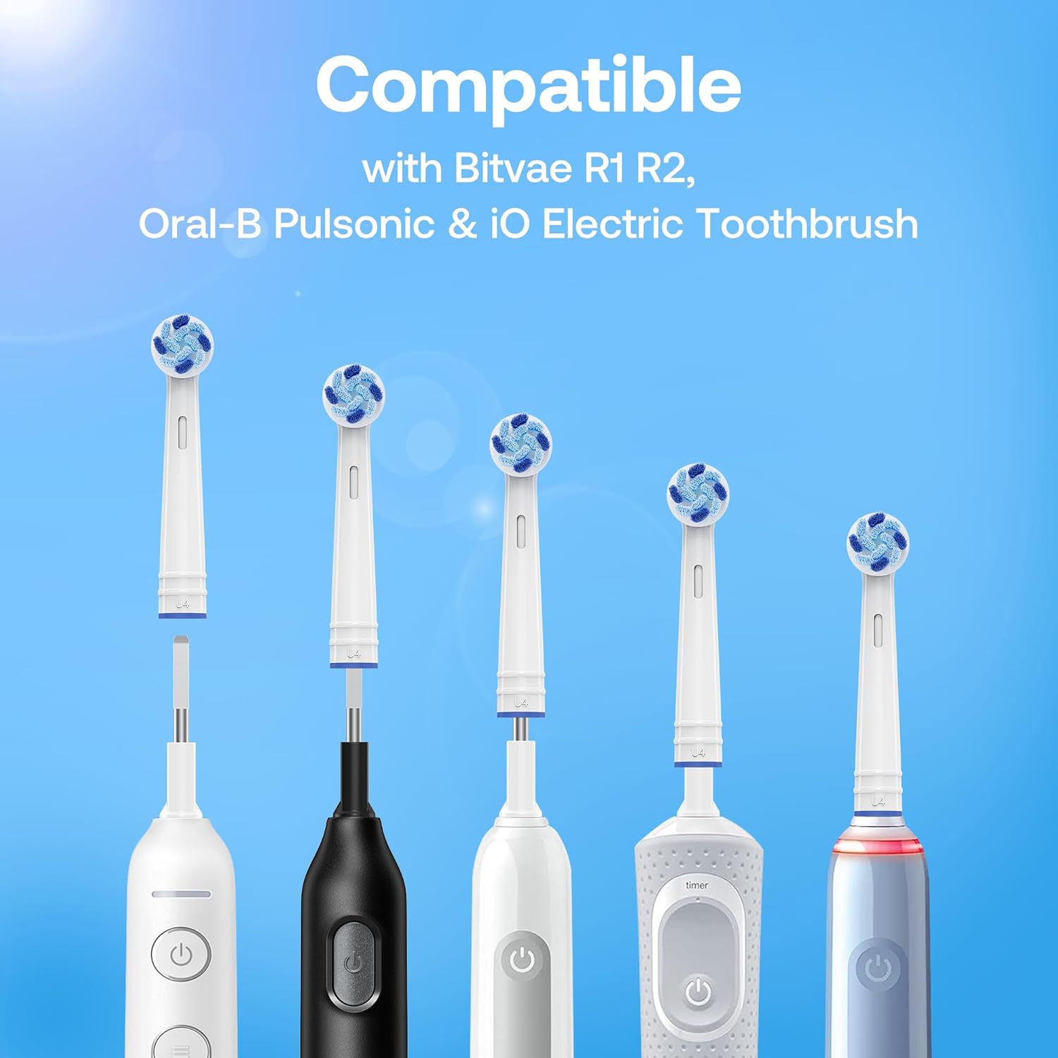 Bitvae R1 Rotating Electric Toothbrush with 8 Brush Heads for Adults and Kids, 60-Day Battery Life, 5 Modes Rechargeable Power Toothbrush with 2-Minute Smart Timer, Black - Image 7
