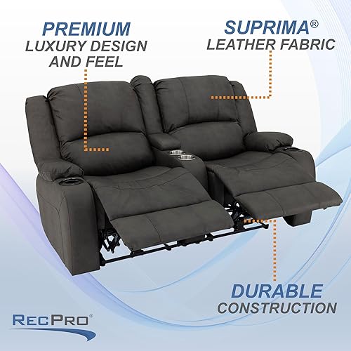 Miniatura 213 de RecPro Charles - Sofá reclinable doble de pared de 58 pulgadas, para autocaravana, con tela mejorada (color plomizo)