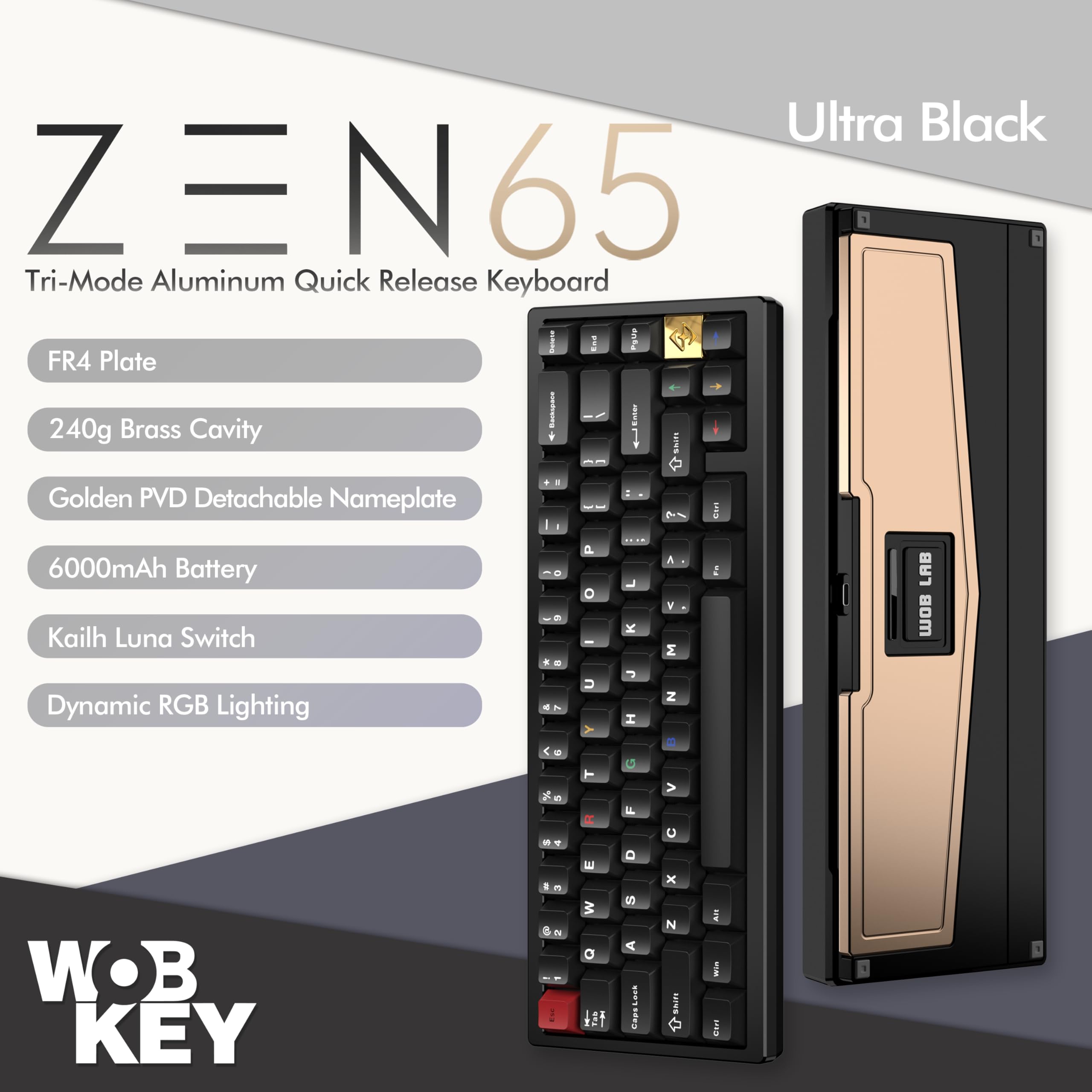 WOBKEY zen65 ブラック Amazon.com: KEEBMONKEY WOBKEY Zen 65 65% Quick Release Wireless
