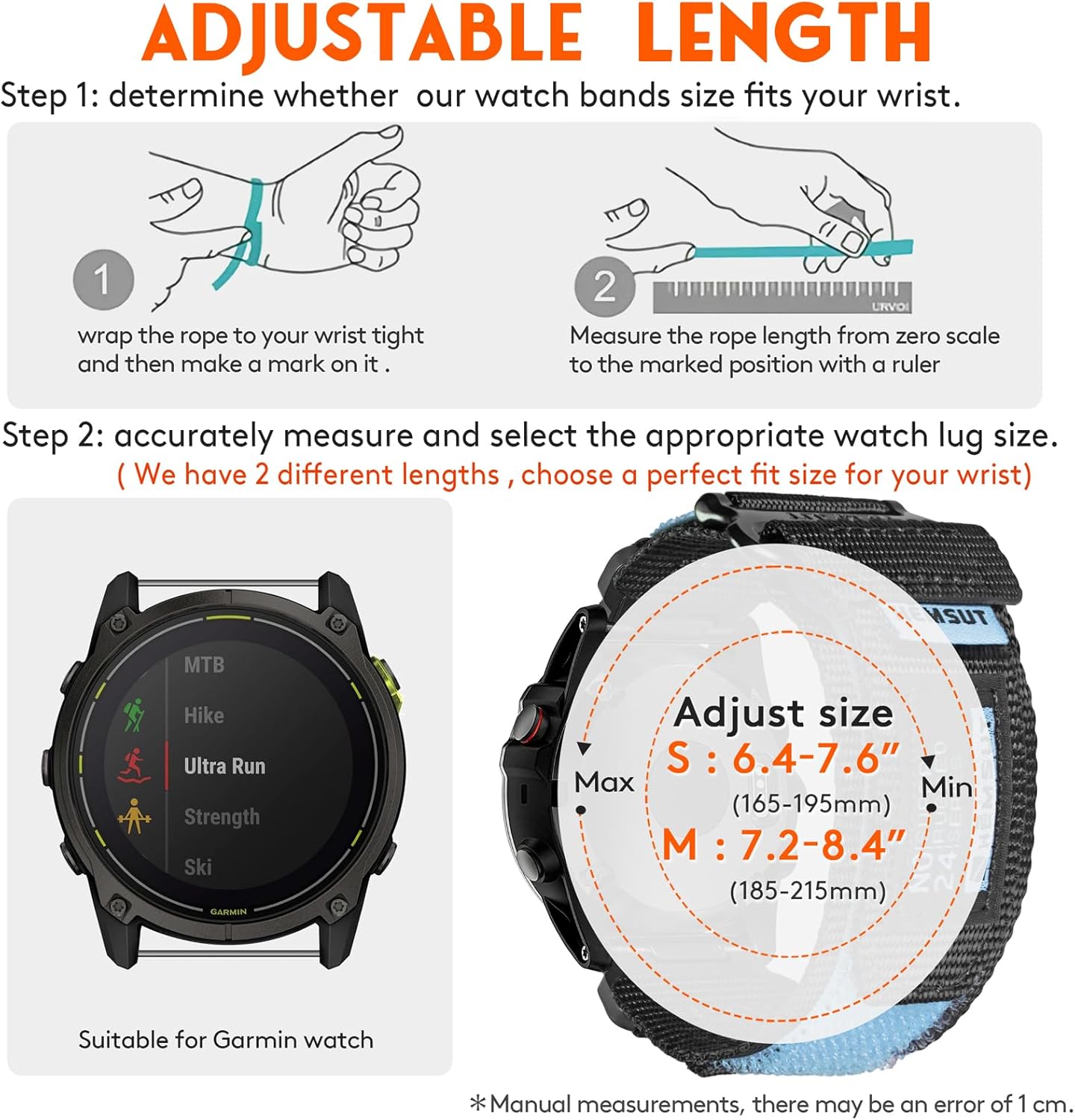 Watch Band Compatible With Garmin, 26mm Nylon Hoop and Loop Military Strap for Fenix 8 51mm/7X/7X Pro/6X/6X Pro/5X/5X Plus, Tactix 7 Pro/ Delta, Quatix 6X/5X, Descent MK1/MK2, Instinct 2X, Foretrex 601/701, Enduro /Enduro 2/ Enduro 3, D2