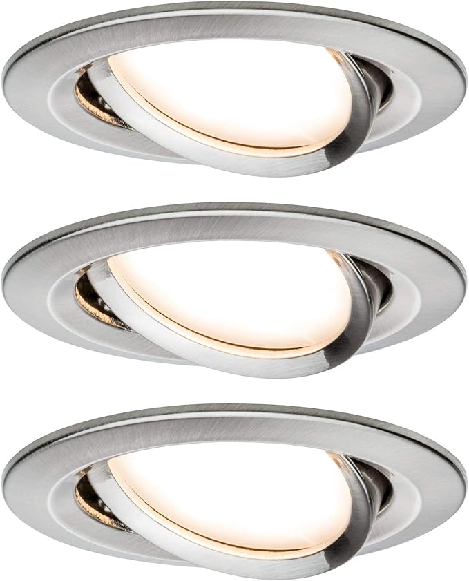 Paulmann Paulmann 93878 Premium EBL Set Coin Slim dimbaar rond zwenkbaar LED 3x6,8W 2700K 230V 51mm ijzer geborsteld 93878 Spot inbouwspot, 8.4 x 84 x 5 cm, Staal geborsteld