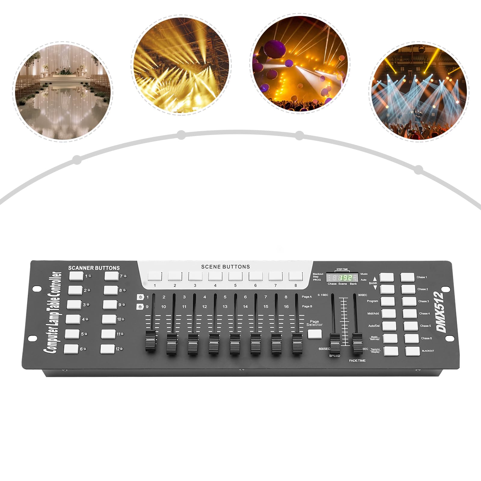 192DMX Controller Profi 192 Kanäle DMX512 - Automatikmodus mit 240 Szenen & 6 Chases für Moving Heads/LED PAR, CE/FCC (Schwarz)