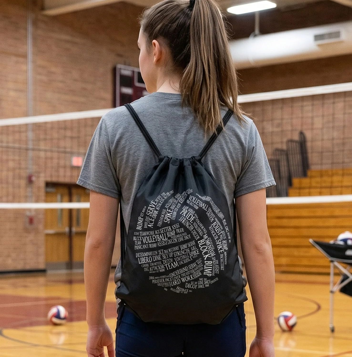 ChalkTalkSPORTS Volleyball Drawstring Bag - Volleyball Words