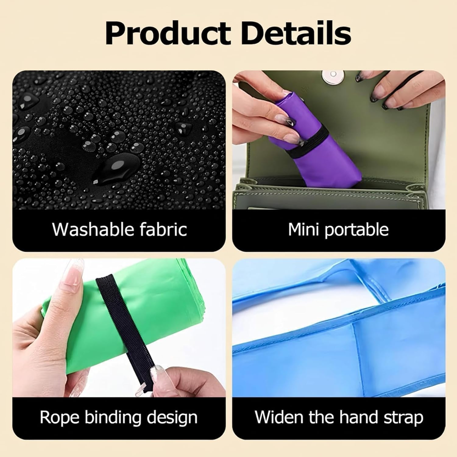 Washable Reusable Grocery Bags, Foldable Reusable Shopping Bags, Polyester Tote, Pocket Size Carrier A1-black