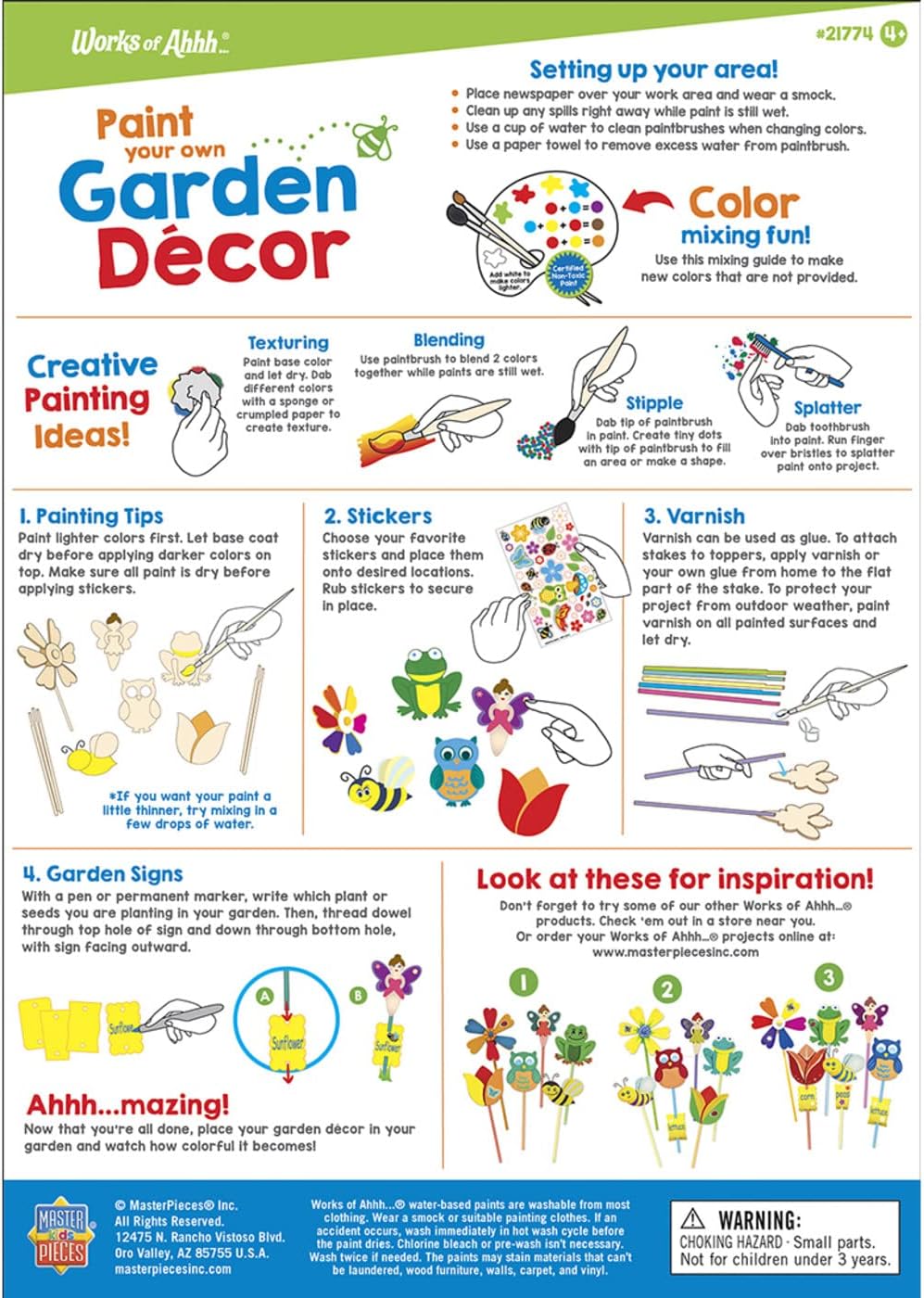 Works of Ahhh... Garden Decor Wood Paint Kit - Wood Craft Kit, Educational, Fun - Ages 4+