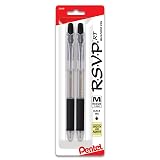 Pentel RSVP RT Retractable Ballpoint Pen, (1.0mm) Medium Line, Black Ink, Pack of 2 (BK93BP2A) – view 1