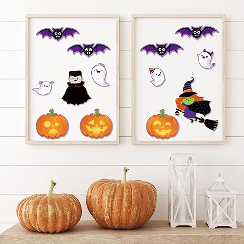 Miniatura 7 de Decoración de tablero de anuncios de Halloween para el aula, recortes de papel, golosinas, calabaza, búho, gato, murciélago, bruja, fantasma,