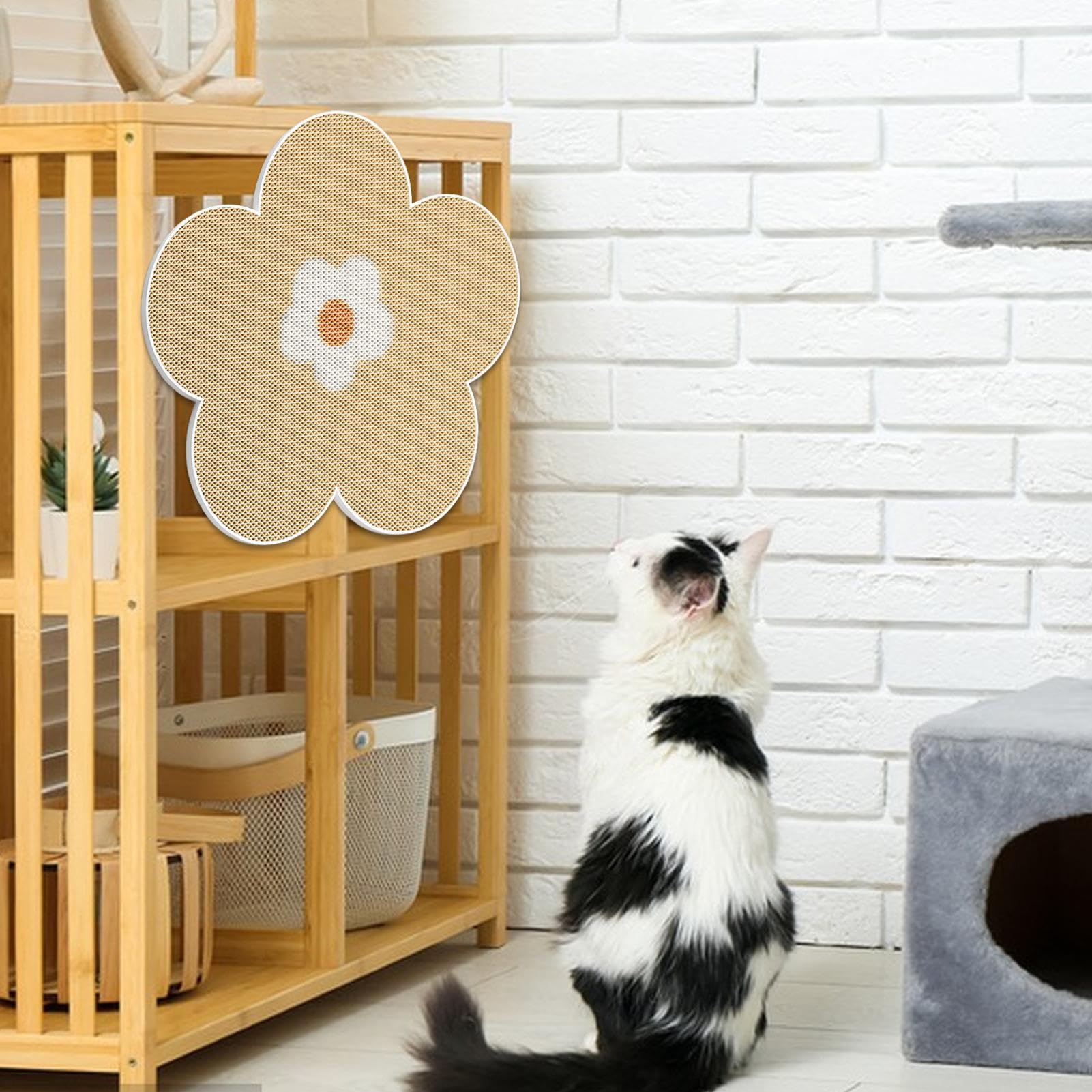 Tapis À Griffes pour Chat,Griffoir Adhésif Forme Fleur Décoratif en Sisal | pour Patte De Chat Parents d'animaux Sol Escalier Rampe Mur Chaise Canapé,Sol Mur Porte Escalier Tapis Siège