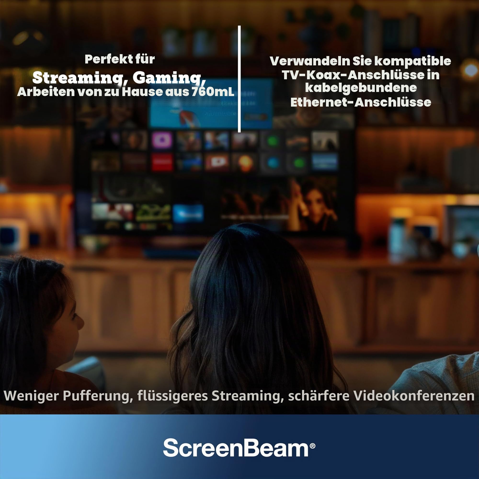ScreenBeam MoCA 2.5 Netzwerkadapter für Higher Speed Internet, Ethernet Over Coax - Starter Kit (Modell: ECB6250K02)