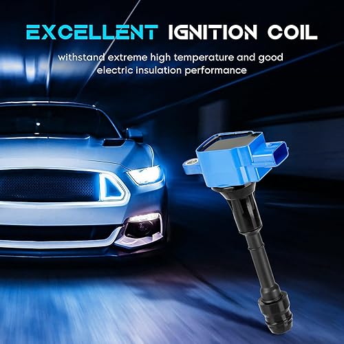 Miniatura 6 de Juego de 4 bobinas de encendido azul compatibles con Infiniti FX50 M56 Q70 Q70L QX70 QX60, Nissan Altima Cube X-Trail Rogue Sentra Versa NV200 NP300