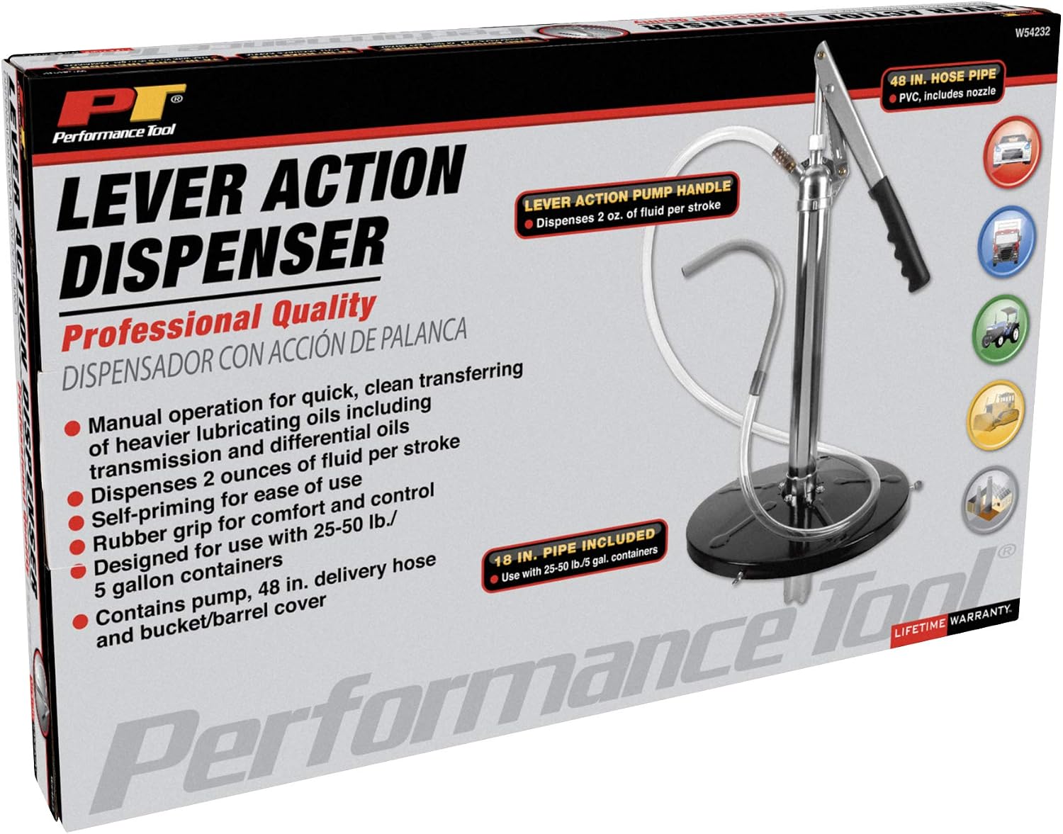 Performance Tool W54232 Lever-Action Bucket Pump for 5 Gallon Pails, Black (Pack of 2)