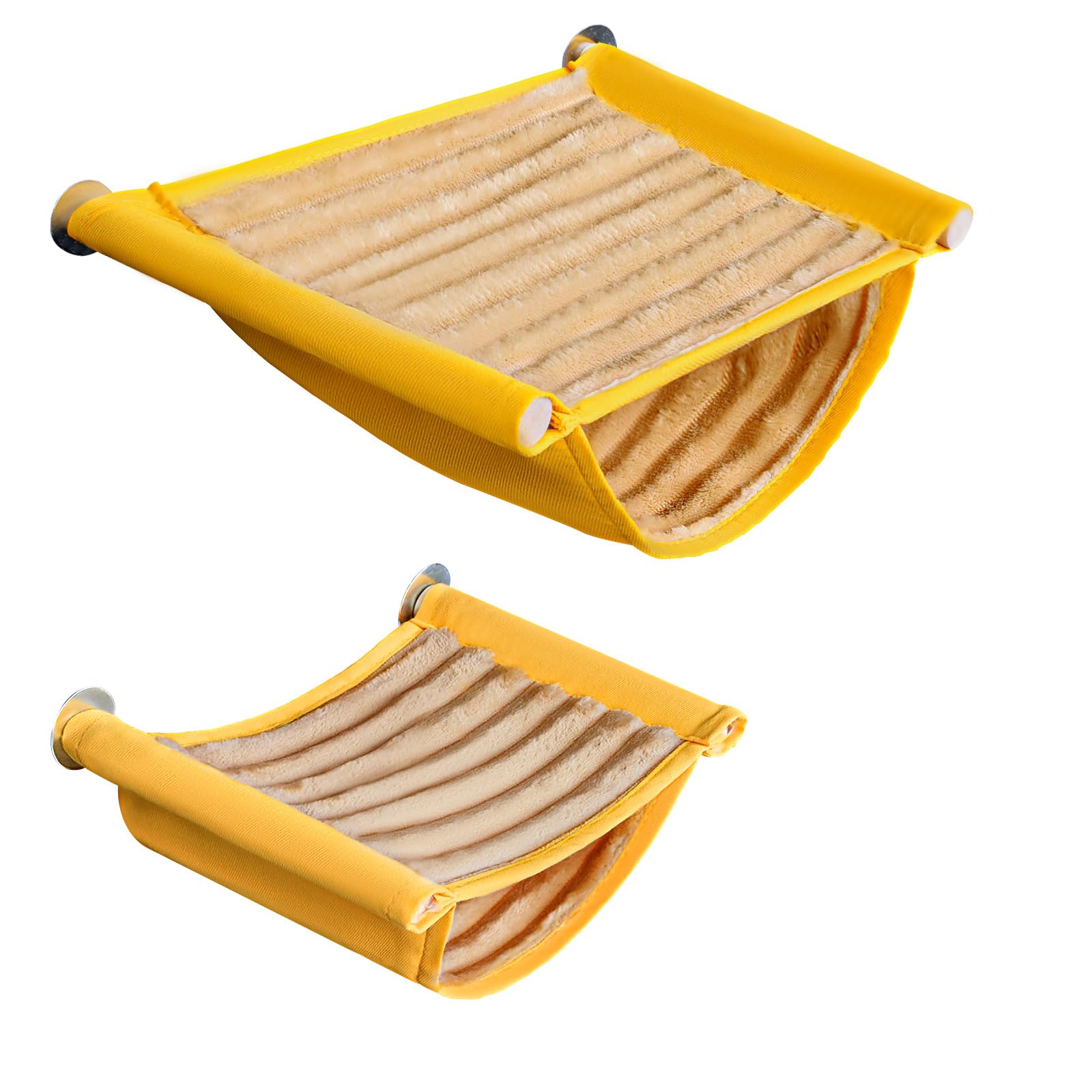 2PCS Bird Hammock, Parakeet Bed Hanging, Double-Layer Parakeet Nest for Budgies Cockatiels Lovebird, Brown
