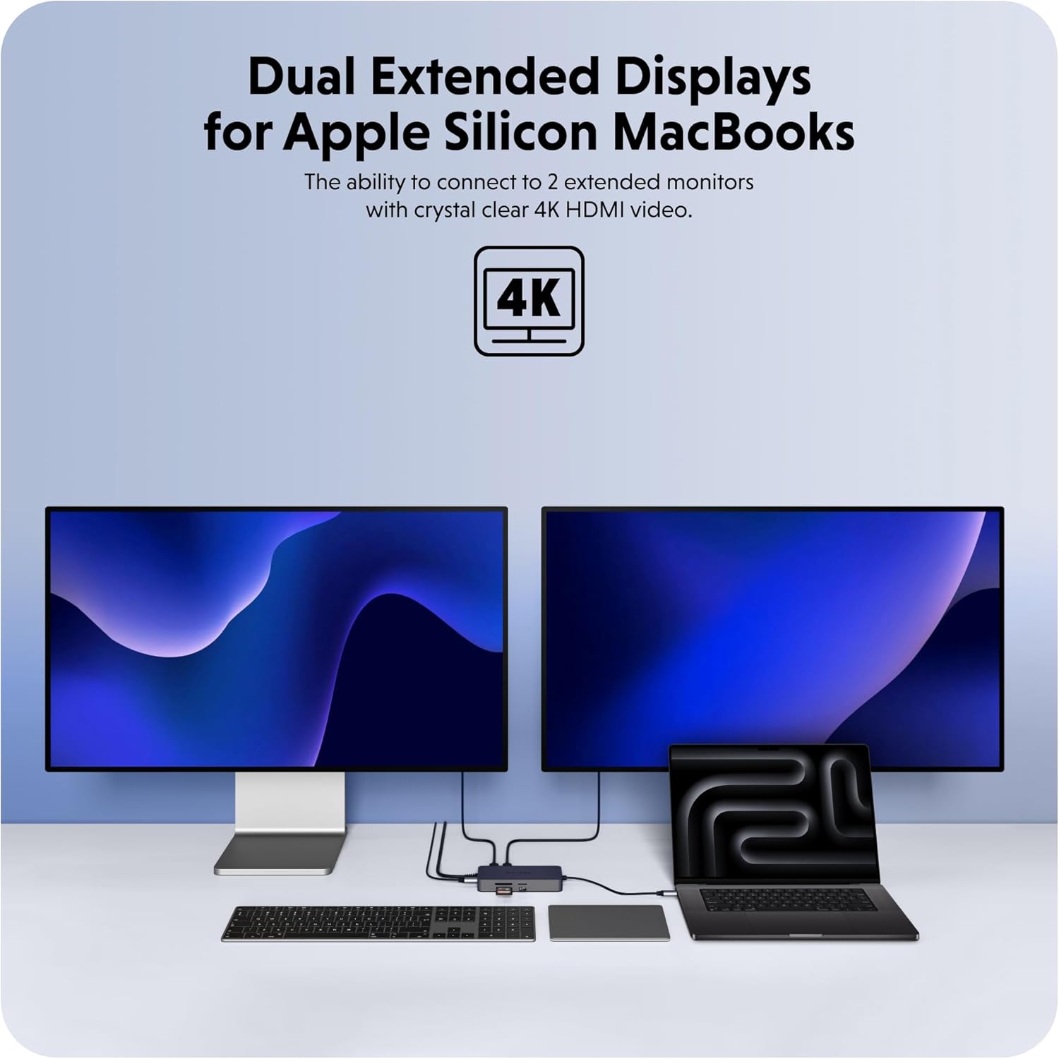 HyperDrive Dual USB C to HDMI 4K 60Hz, 10-in-1 Hub for 2-Monitor Extension, 100W Power Delivery Fast Charging, High-Speed Data Transfer, Compatible w/ M1, M2, M3, M4 MacBook, Windows, Chromebook