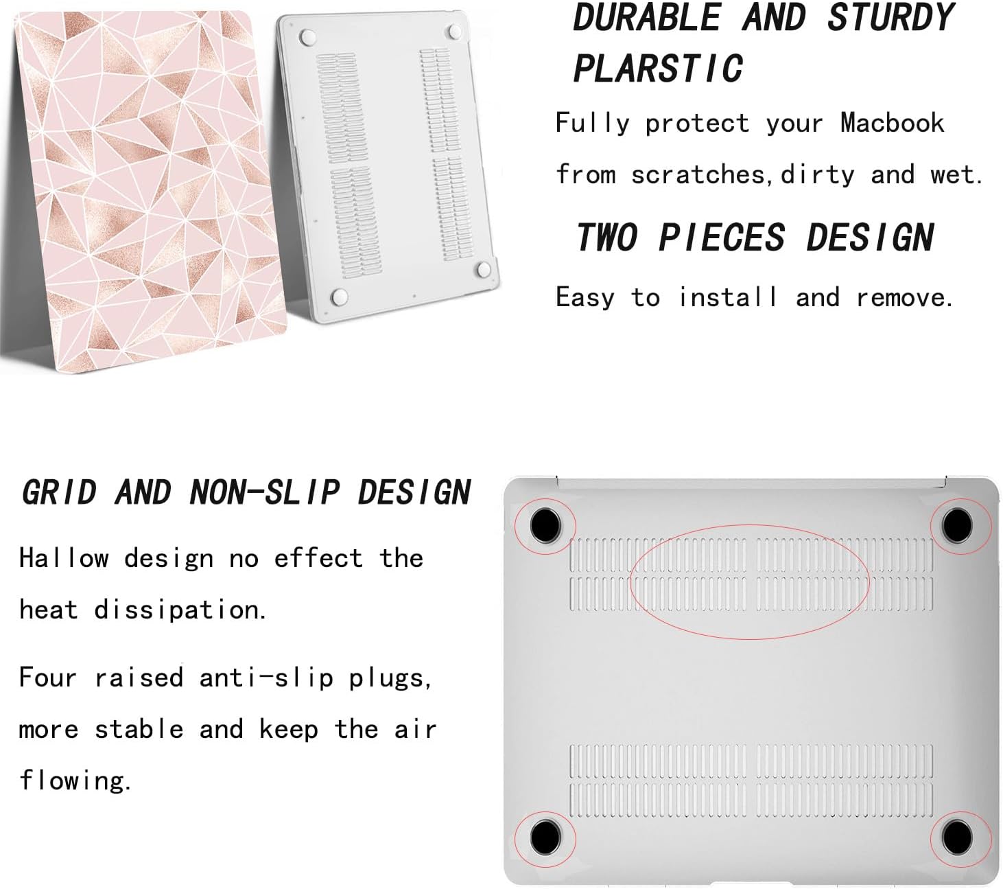 Compatible with MacBook Air 13 inch Case 2017-2010 Release A1466 A1369, Lightweight Plastic Laptop Case Cover for MacBook air 13.3inch,Striated Diamond
