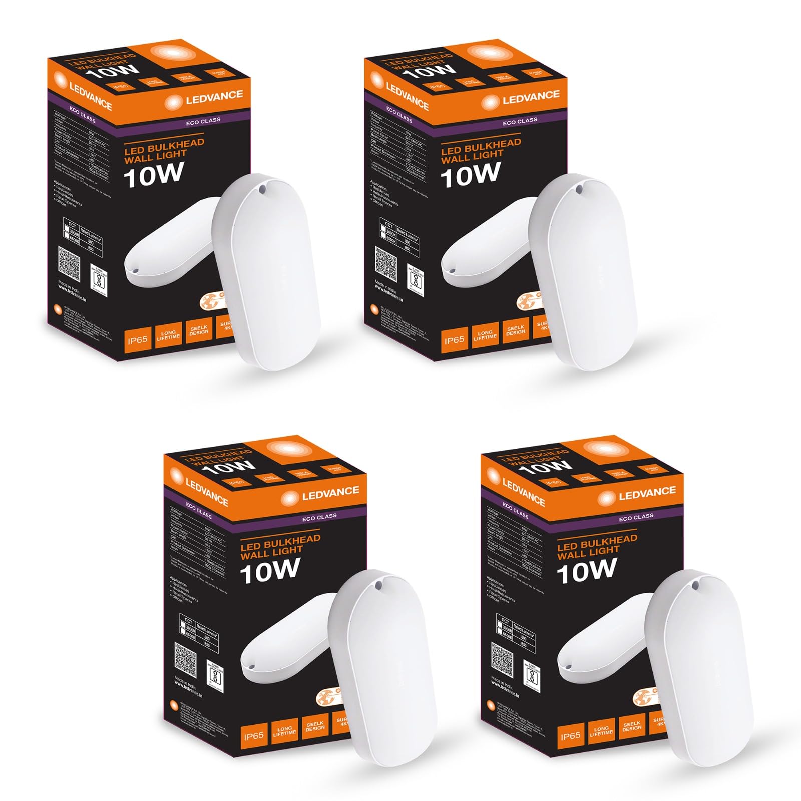 Osram Bulkhead Light 10W | Outdoor Wall Lights | Terrace Lights | Led Lights for Wall | Outdoor Light for Home, Garden, Porches & Bathrooms | Cool White - Pack of 4