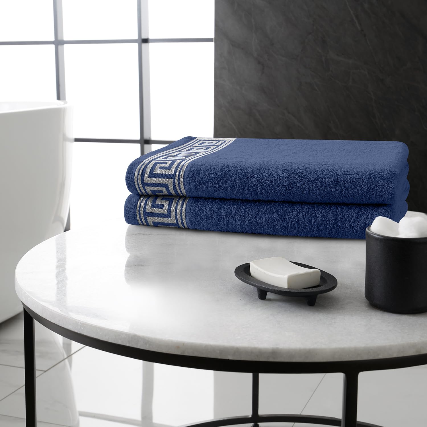 Gc Gaveno Cavailia Navy Greek Key Bath Sheets - 2 Pack - 80X140 Cm