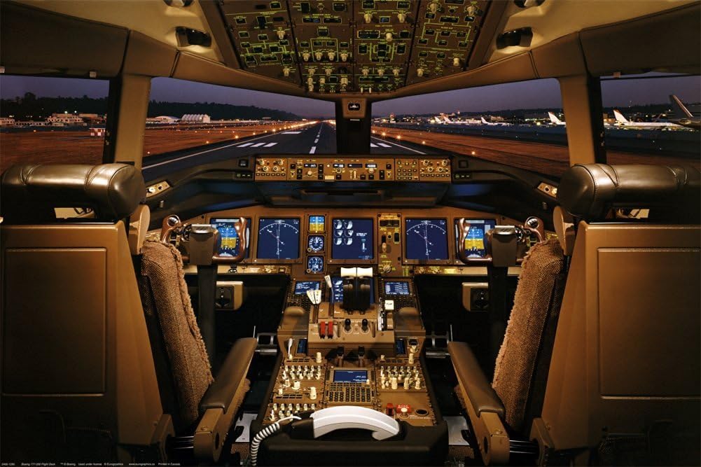 EUR Laminated Boeing 777-200 Flight Deck Airplanes Jet Print Poster 24x36