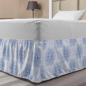 Ambesonne Geometry Bed Skirt Proportion of The World with Intersecting Concentric Spiral Art Elastic Bedskirt Dust Ruffle Wrap