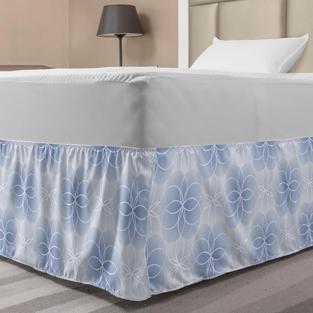 Ambesonne Geometry Bed Skirt Proportion of The World with Intersecting Concentric Spiral Art Elastic Bedskirt Dust Ruffle Wrap